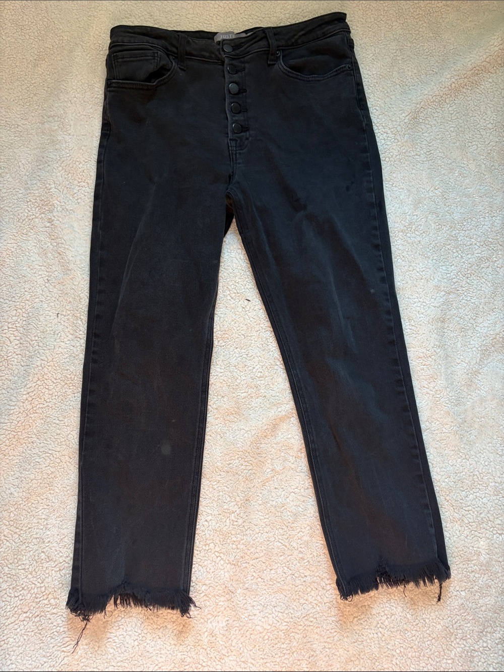 Just USA Black Slim Straight Button-Fly Jeans